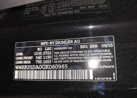 2016 Smart Fortwo from USA, damaged, VIN WMEFJ5DA0GK060965